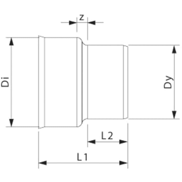 Wavin 160 mm PP overgang til støbejernsspids 150 mm uden pakning