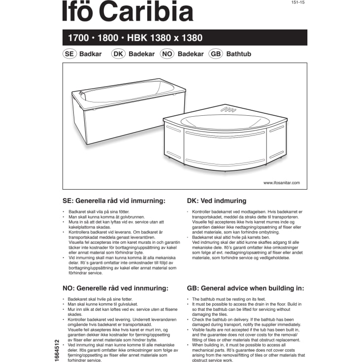 Ifö Caribia front, 140 cm