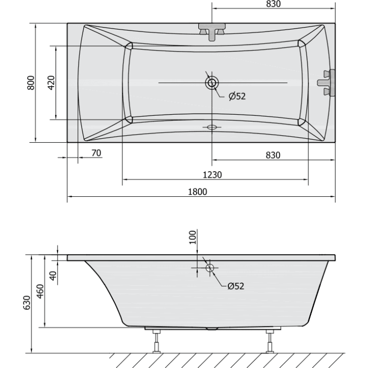 Royal Lotte C4K spabad, 180x80 cm, hvid