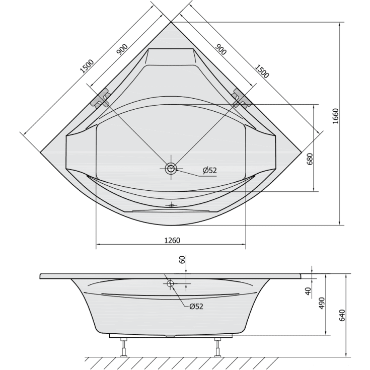 Royal Rosana 150x150cm spa med C2 vand og luftmassage system