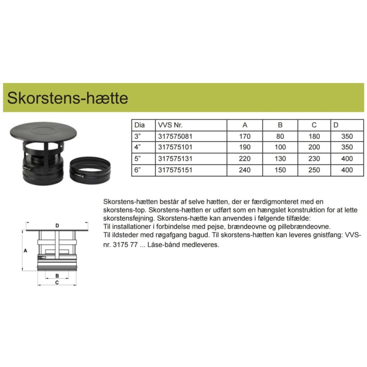 Metalbestos Wood skorstenshætte 6"/150 mm
