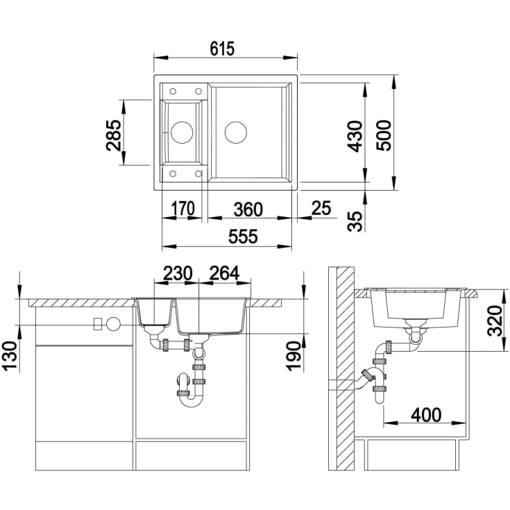 Blanco Metra 6 UX køkkenvask, 61,5x50 cm, antracit
