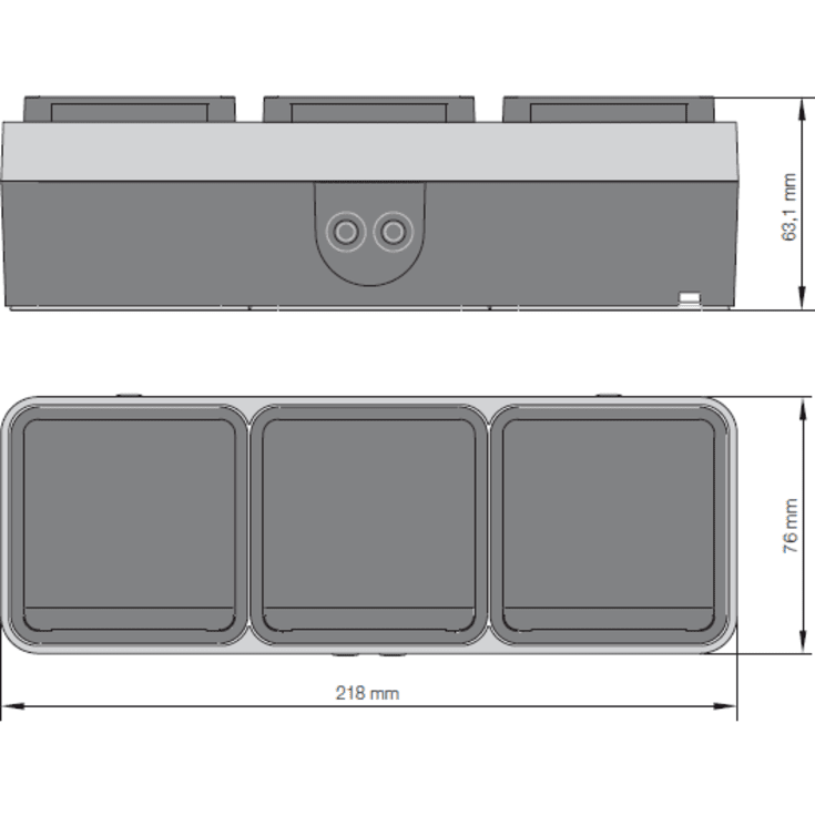 Berker W.1 Schuko tripel stikkontakt, Vandret, IP55, Grå