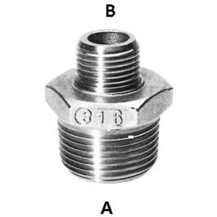 Rustfri brystnippel 1/2" x 1/4"