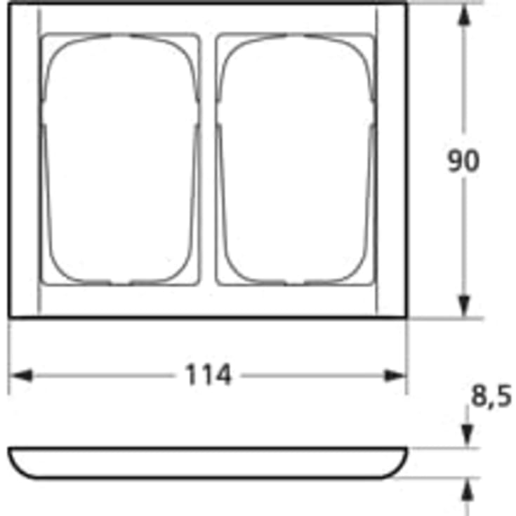 LK Fuga ramme Softline 63 1½ modul vandret dobbelt i lysegrå