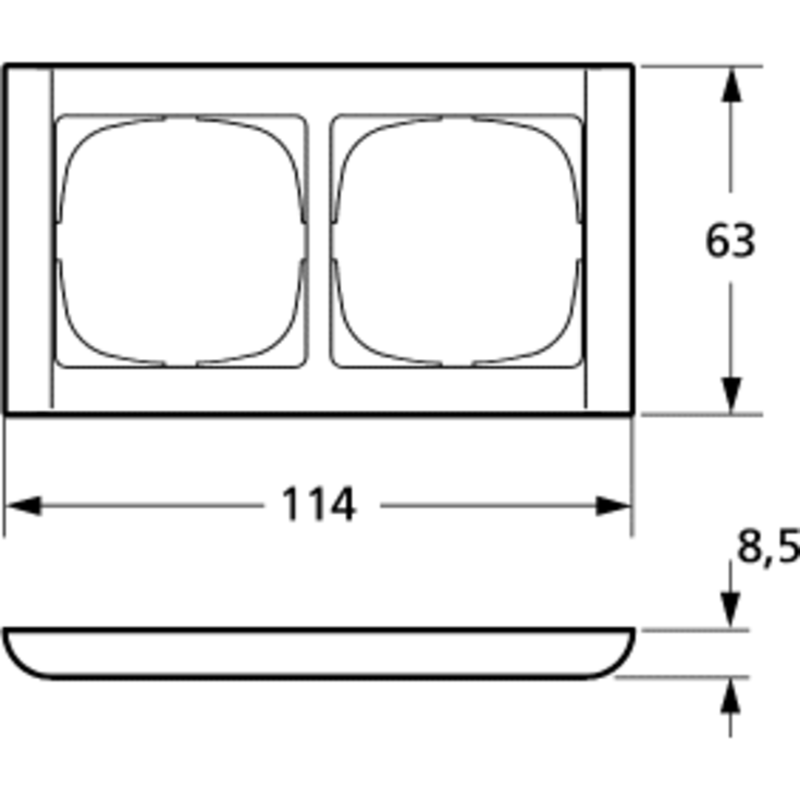 LK Fuga Ramme Softline 63, 2x1M, Hvid