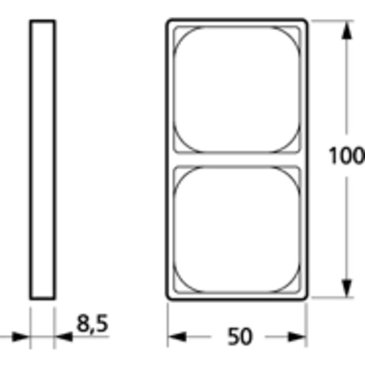 LK Fuga Baseline 50 ramme, 2x1 modul, metallic