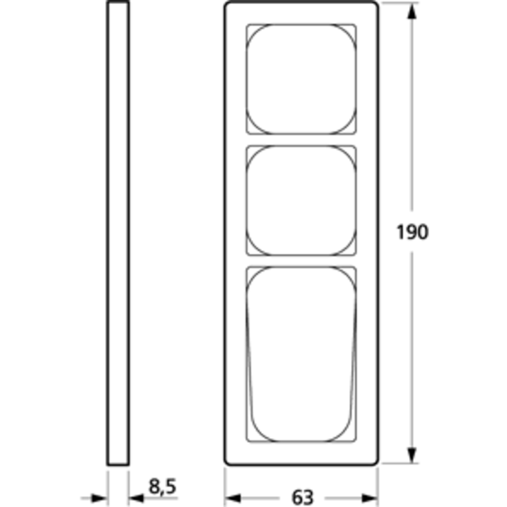 LK Fuga ramme Baseline 63 3½ modul i lysegrå