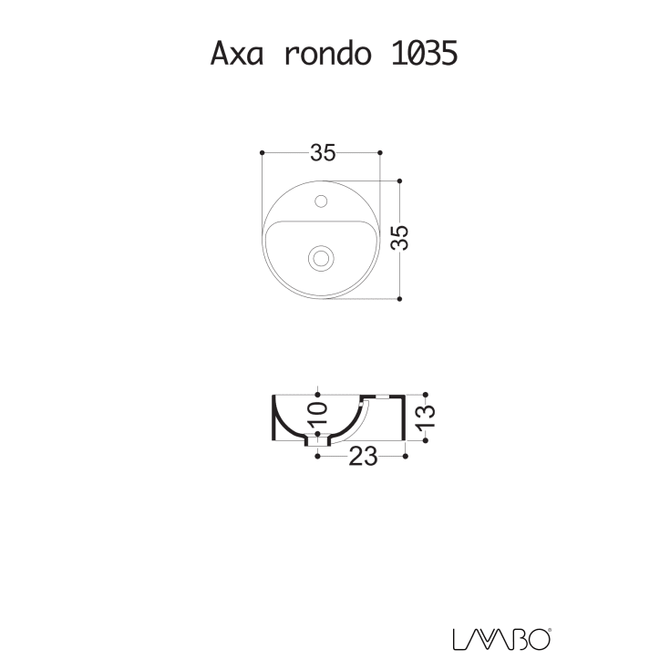 Lavabo Axa Rondo 35 tvättställ, Ø35 cm, vit
