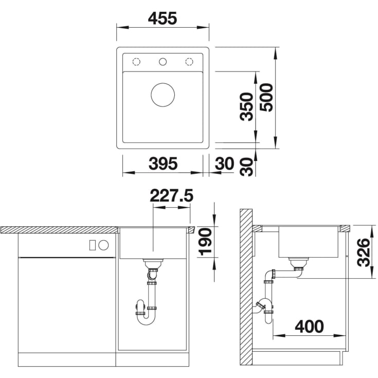 Blanco Dalago 45-F MX køkkenvask, 45,5x50 cm, antracit