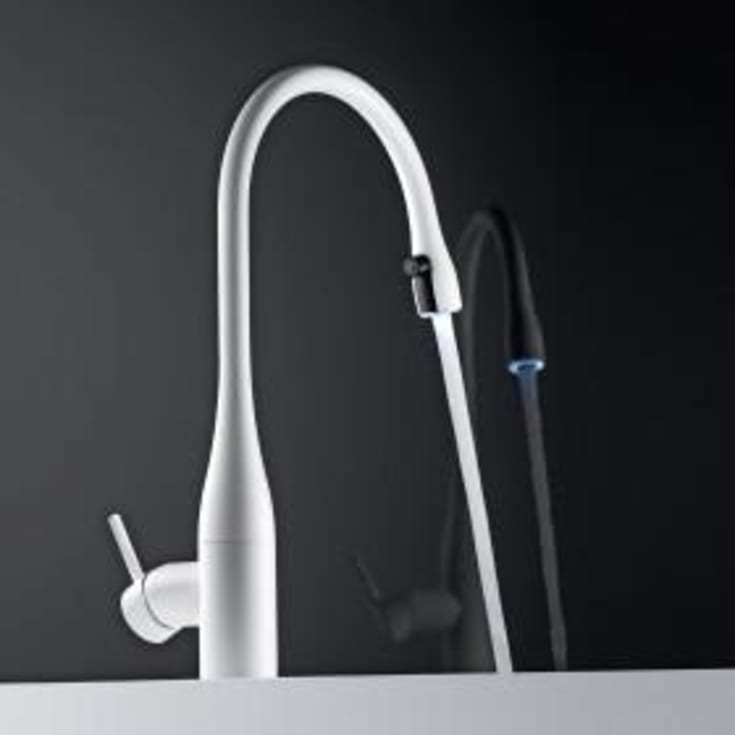 KWC Eve kjøkkenarmatur, uttrekkbar tut, matt hvit