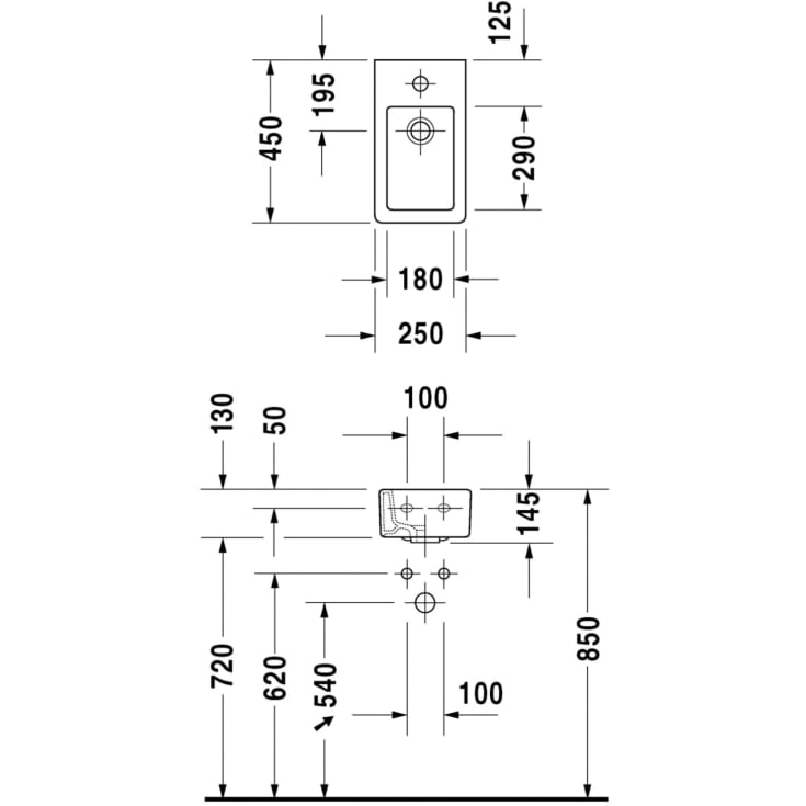 Duravit Vero håndvask, 25x45 cm, hvid