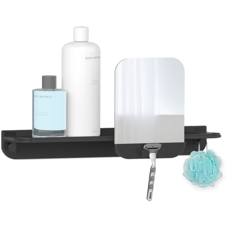 Hefe Glide hylde med spejl, 46x15 cm, sort