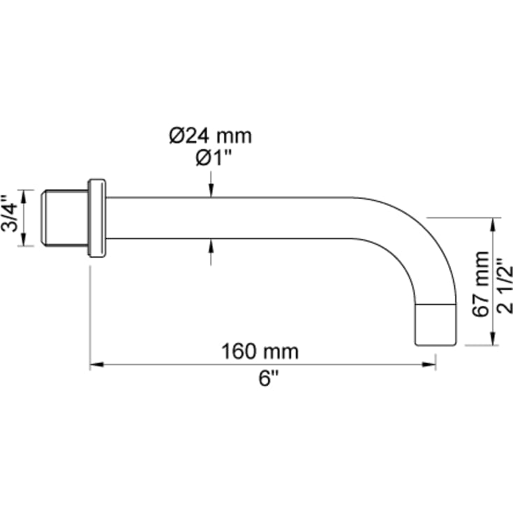 Vola 160 mm fast tud, rustfri