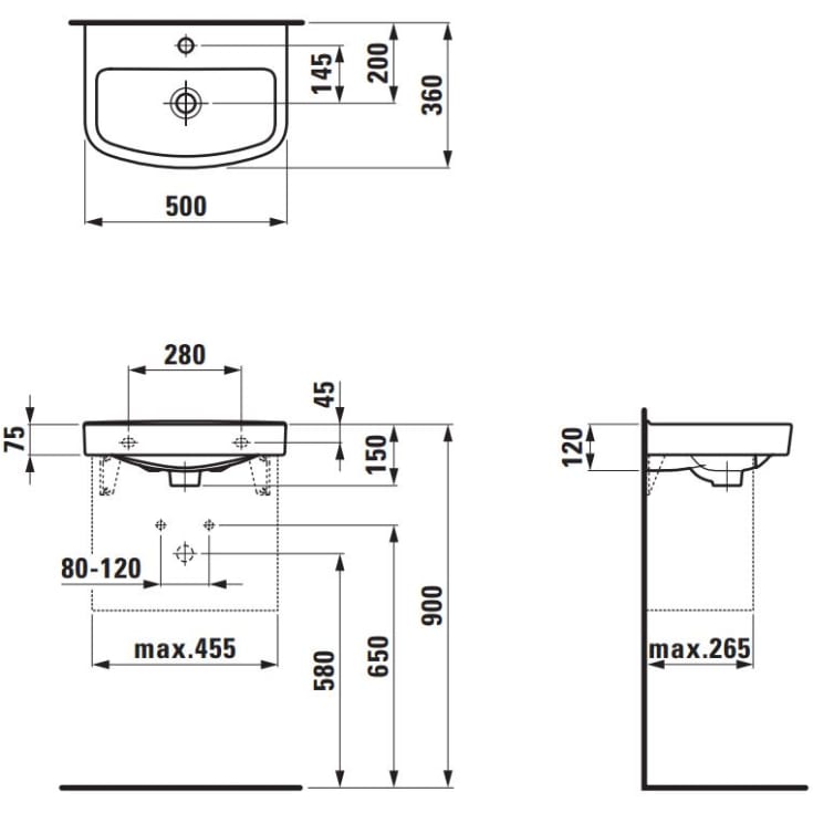 Laufen Kompas håndvask, 50x36 cm, hvid
