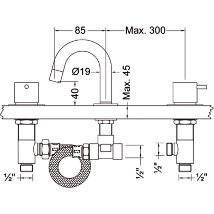 Vola HV5 håndvaskarmatur, krom