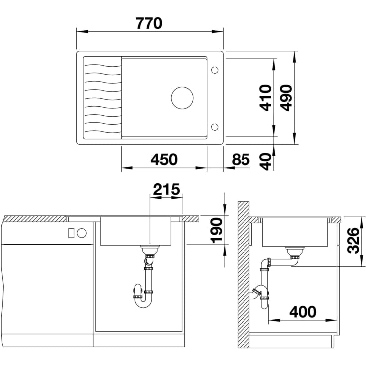 Blanco Elon XL6S-F MX køkkenvask, 77x49 cm, antracit