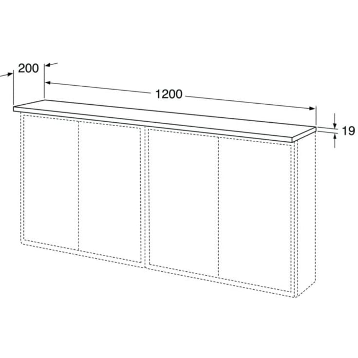 Gustavsberg Graphic topplade belysning, 120x20 cm, grå
