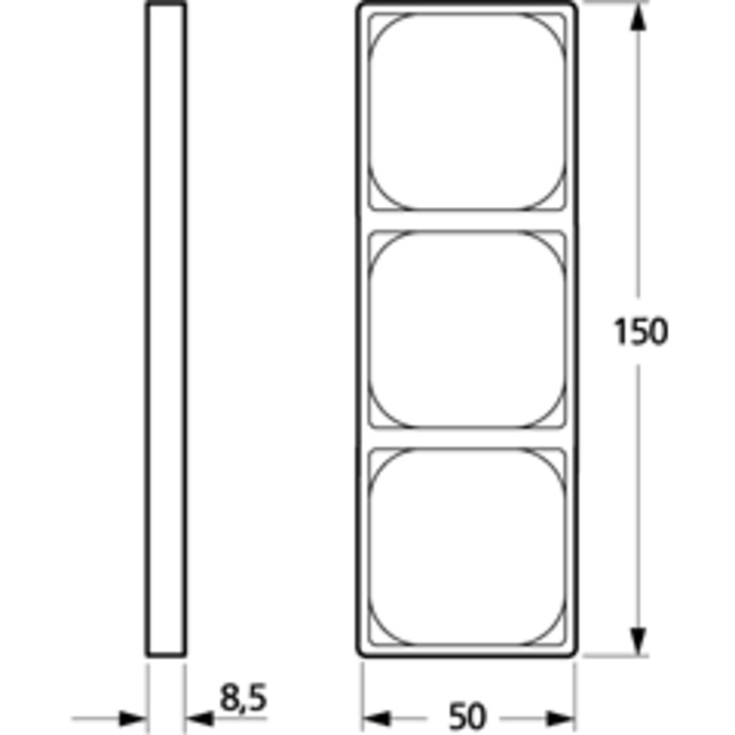 LK Fuga Baseline 50 ramme, 3 modul, koksgrå