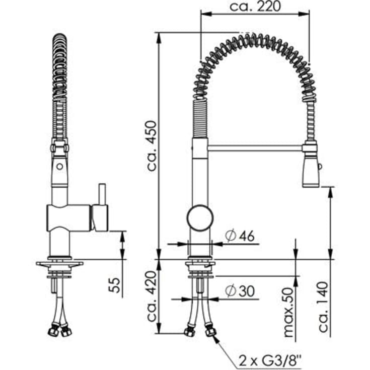 Kriss Skandi Semi-Pro køkkenarmatur, stål