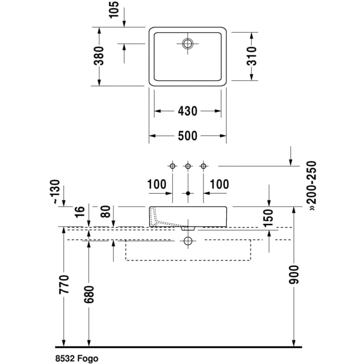 Duravit Vero håndvask, 50x38 cm, hvid