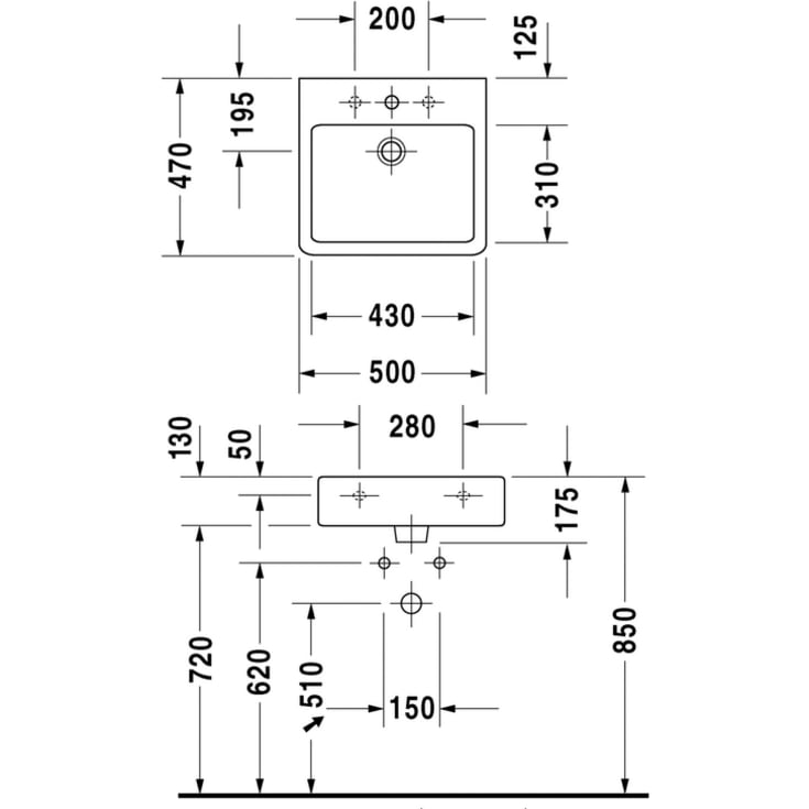 Duravit Vero håndvask, 50x47 cm, hvid