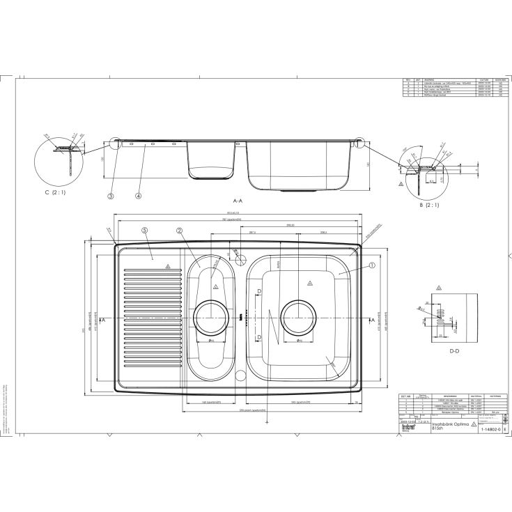 Intra Horizon HZ815SH køkkenvask, 81,5x51 cm, rustfrit stål