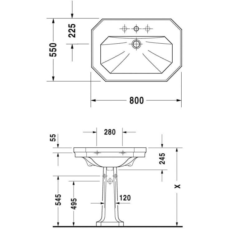 Duravit 1930 håndvask, 80x55 cm, hvid