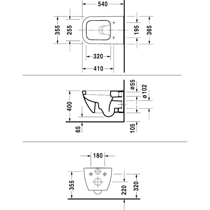 Duravit Happy D.2 vegghengt toalett, hvit