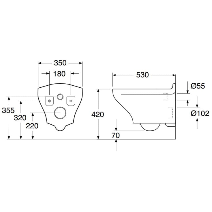 Gustavsberg Estetic væghængt toilet, uden skyllekant, rengøringsvenlig, hvid