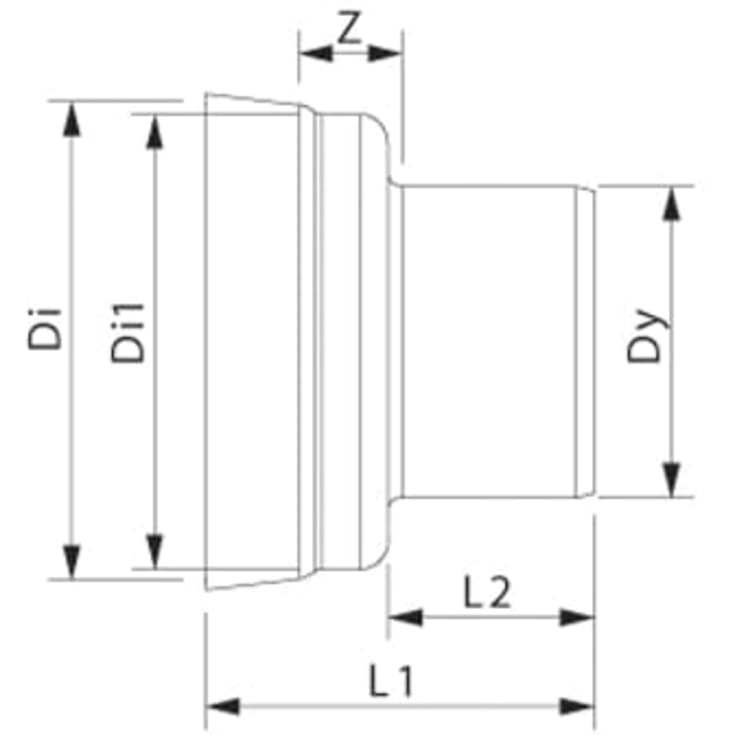 Wavin 110 mm PP overgang til betonspids 100 mm - uden gummipakning