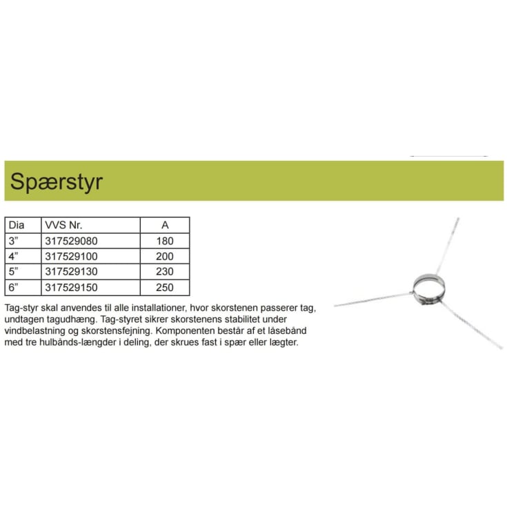 Metalbestos Wood  4"/100 mm spærstyr med 5 meter patentbånd