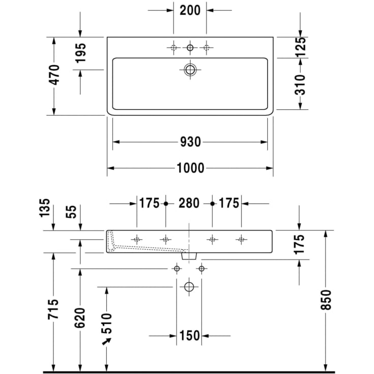Duravit Vero håndvask, 100x47 cm, hvid