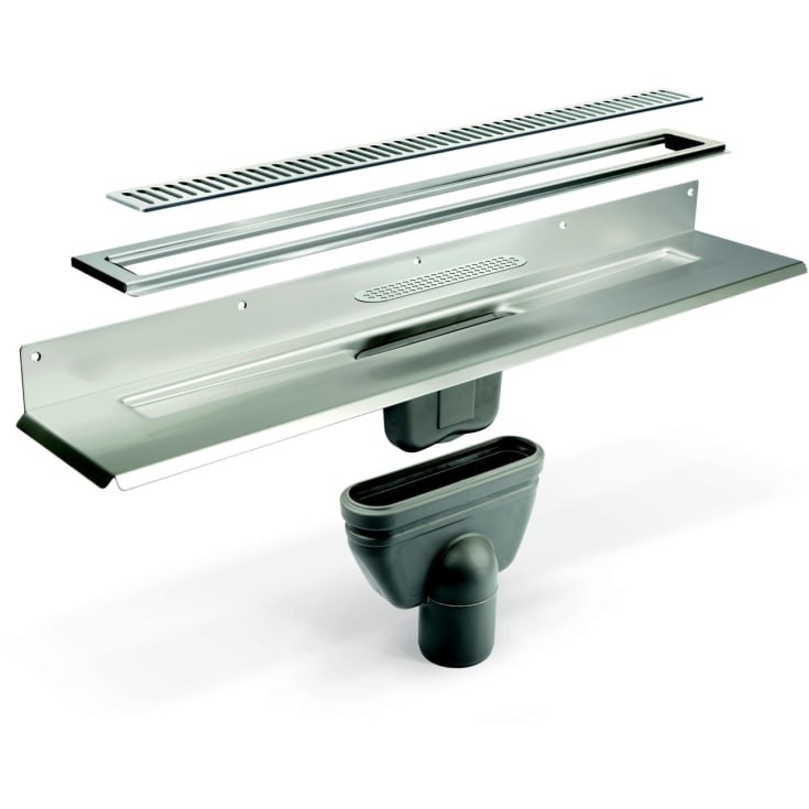 Unidrain komplett golvbrunn, 1000 mm, för 8 mm klinker, mot bakvägg