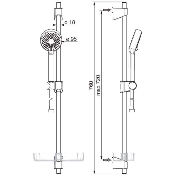 Oras Apollo Dusjsett m/Termostat 72 cm, Krom