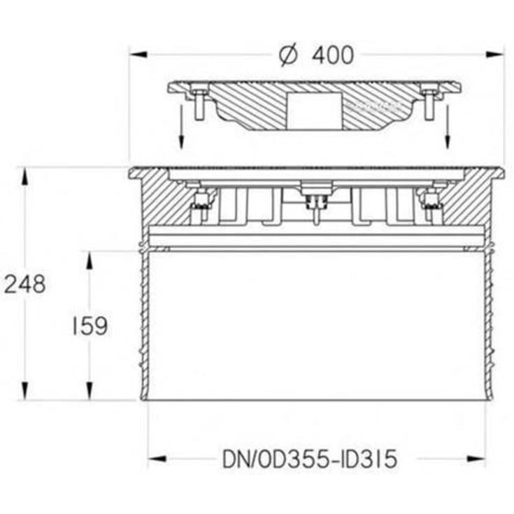 Uni-Seals Muffedæksel m/lås til 315 mm opføringsrør - Plast