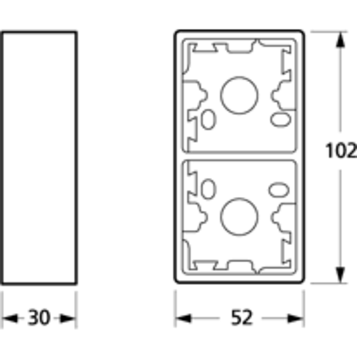 LK Fuga Baseline 50 underlag, 2x1 modul, lysegrå