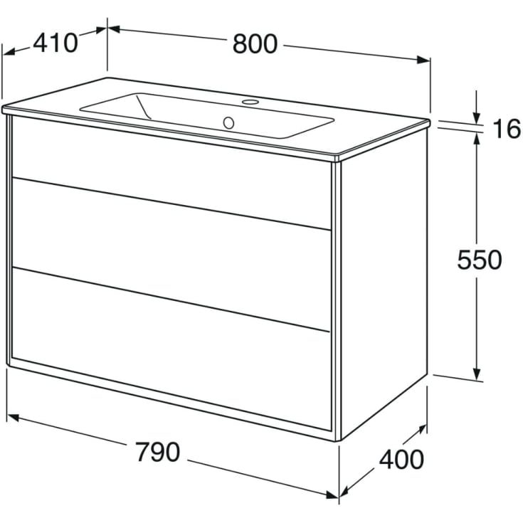 Gustavsberg Graphic møbelpakke 80x41 cm, hvit