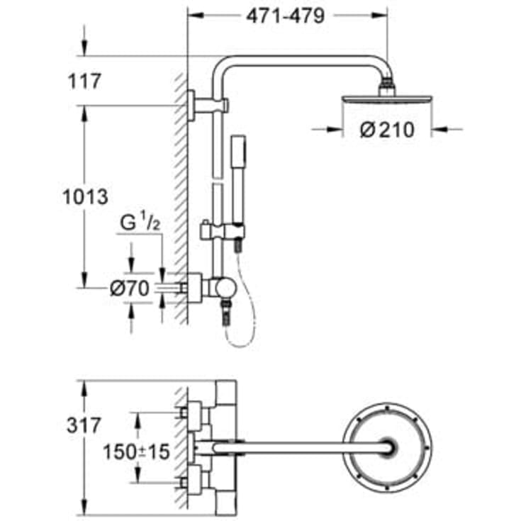 Grohe Rainshower System 210 duschset, krom