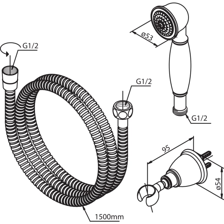 Damixa Tradition dusjsett, krom