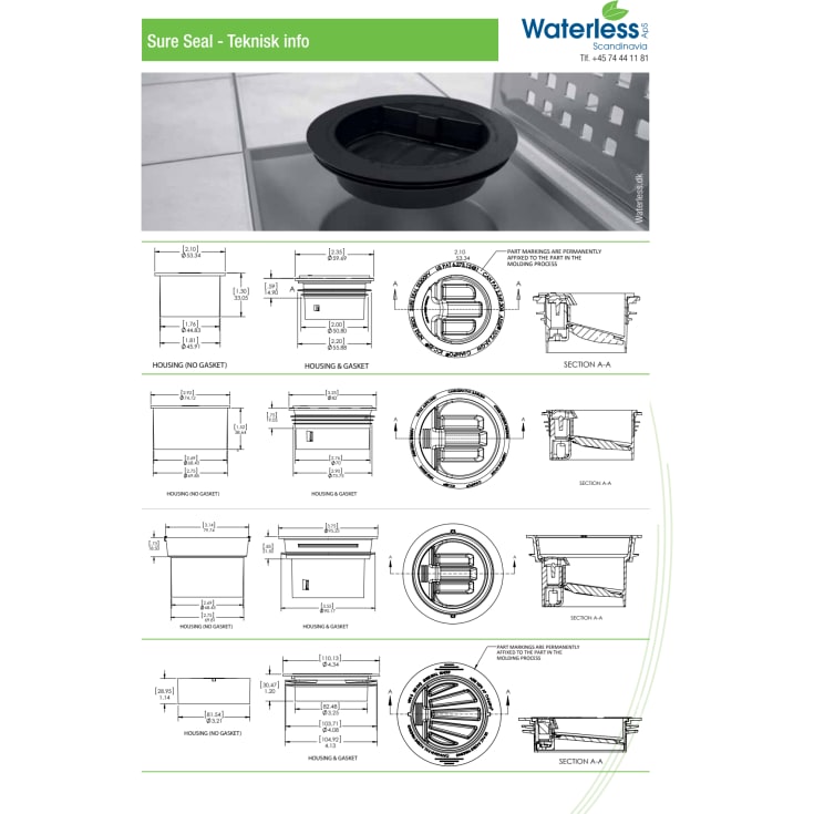SureSeal lugtspærre, til gulvafløb, 104-110 mm