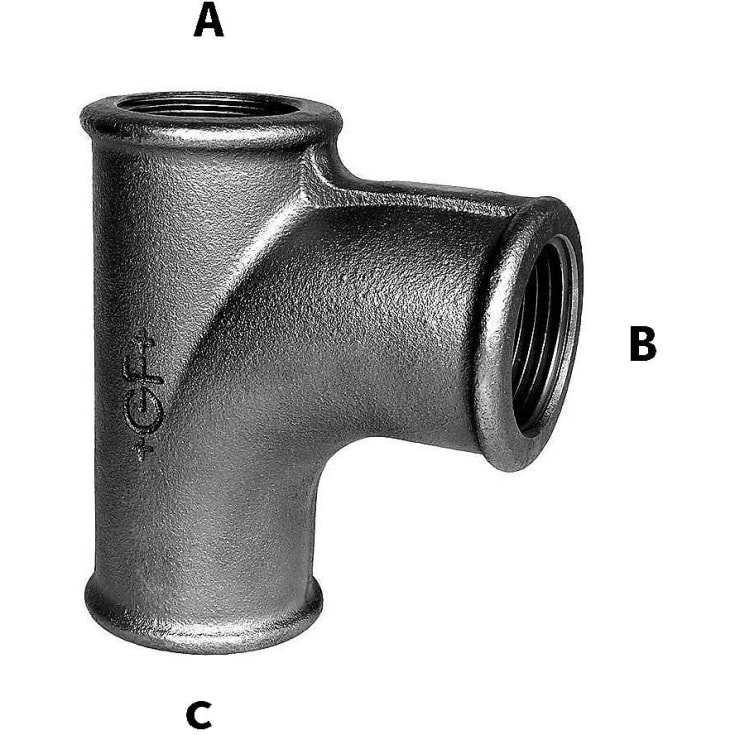 1/2" svart t-rör