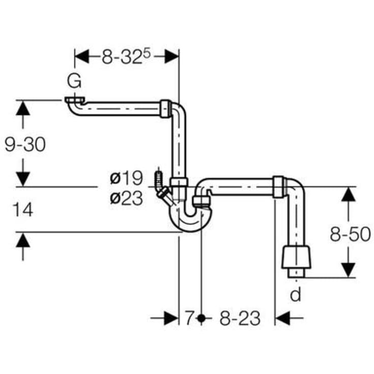 Geberit kjøkkenvannlås 1 1/2", hvit