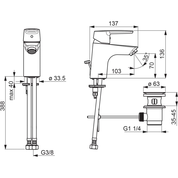 Oras Saga servantbatteri, krom