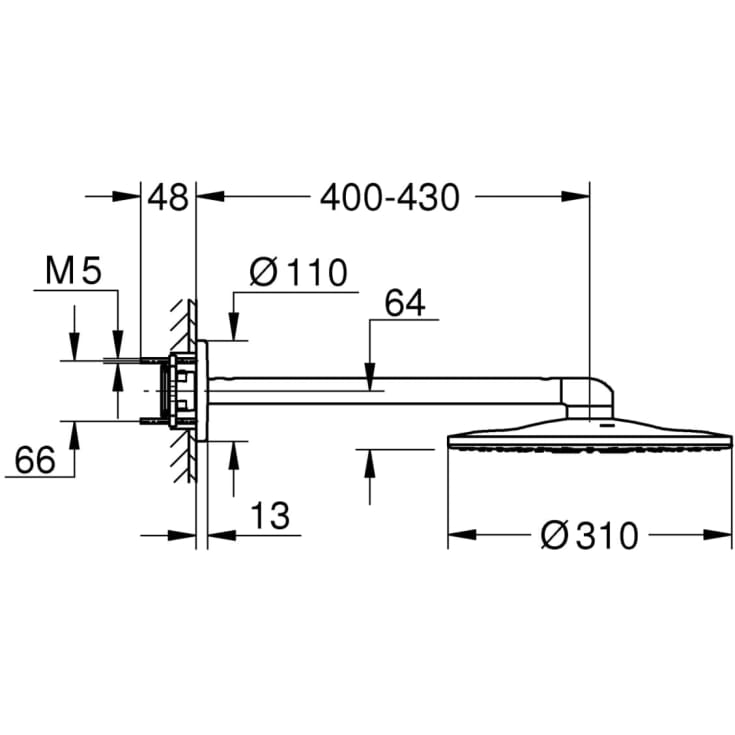 Grohe Rainshower SmartActive takdusj, Ø31 cm, krom/hvit