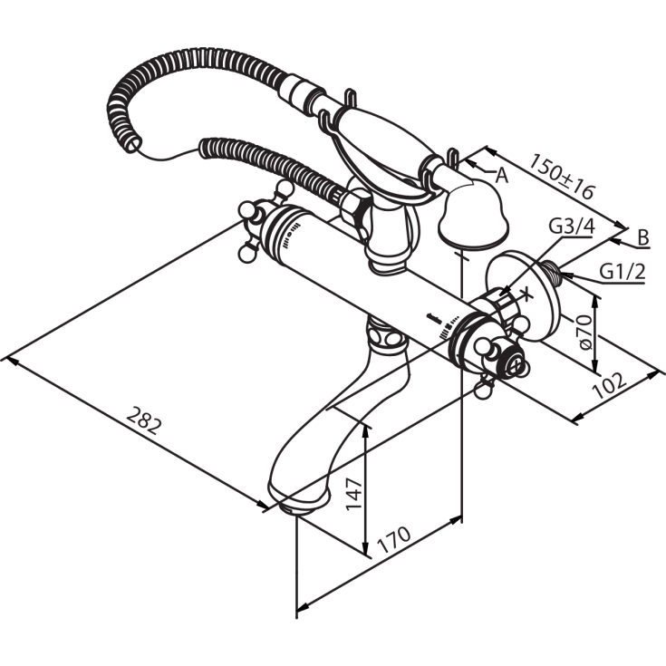 Damixa Tradition kararmatur med brusesæt, krom