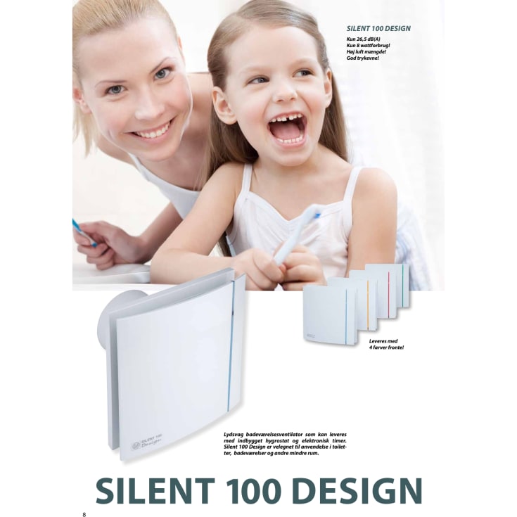 Thermex Silent 100 Design baderomsvifte, fuktstyring, timer, Ø100 mm, hvit