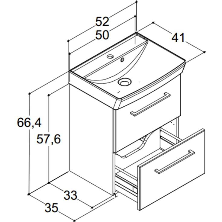 Dansani Mido møbelpakke, mat hvid, 52 cm