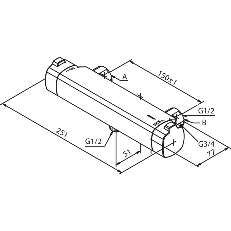 Damixa Pine Thermixa 700 brusearmatur, krom