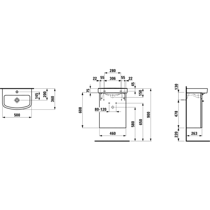 Laufen Kompas-N møbelpakke, 50x36 cm, højre, hvid